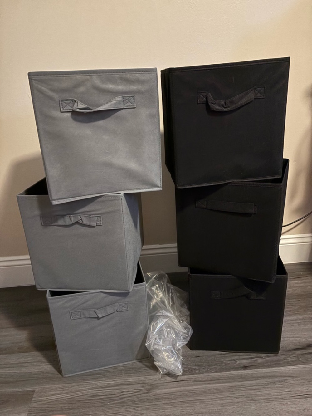 NEW closetmaid Set of Foldable Fabric Storage Cubes - Gray & Black